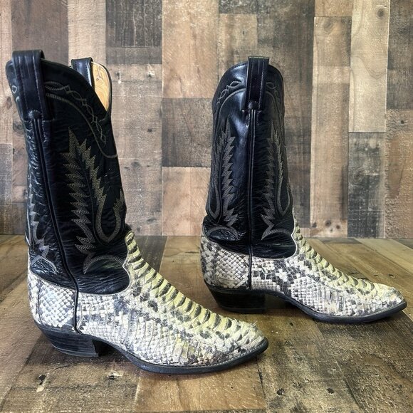 Tony Lama Vintage Snakeskin Western Cowboy Boots Mens 9 D - Picture 2 of 12